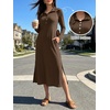 image:imageANRABESS Womens Long Sleeve Fall Midi Dresses with PocketsBrown