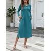 image:imageANRABESS Womens Long Sleeve Fall Midi Dresses with PocketsLake Blue