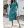 image:imageANRABESS Womens Long Sleeve Fall Midi Dresses with PocketsLake Blue