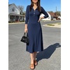 image:imageANRABESS Womens Long Sleeve Fall Midi Dresses with PocketsNavy Blue
