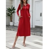 image:imageANRABESS Womens Long Sleeve Fall Midi Dresses with PocketsRed