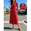 image:imageANRABESS Womens Long Sleeve Fall Midi Dresses with PocketsRed