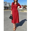 image:imageANRABESS Womens Long Sleeve Fall Midi Dresses with PocketsRed