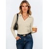 image:imageANRABESS Womens Long Sleeve Fitted Polo Shirts Fall Business Casual TopBeige