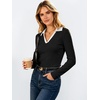image:imageANRABESS Womens Long Sleeve Fitted Polo Shirts Fall Business Casual TopBlack White