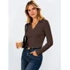 image:imageANRABESS Womens Long Sleeve Fitted Polo Shirts Fall Business Casual TopBrown