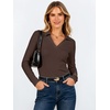 image:imageANRABESS Womens Long Sleeve Fitted Polo Shirts Fall Business Casual TopBrown