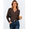 image:imageANRABESS Womens Long Sleeve Fitted Polo Shirts Fall Business Casual TopBrown