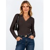 image:imageANRABESS Womens Long Sleeve Fitted Polo Shirts Fall Business Casual TopDeep Brown
