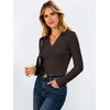 image:imageANRABESS Womens Long Sleeve Fitted Polo Shirts Fall Business Casual TopDeep Brown