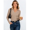 image:imageANRABESS Womens Long Sleeve Fitted Polo Shirts Fall Business Casual TopKhaki