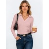 image:imageANRABESS Womens Long Sleeve Fitted Polo Shirts Fall Business Casual TopPink