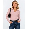 image:imageANRABESS Womens Long Sleeve Fitted Polo Shirts Fall Business Casual TopPink