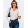 image:imageANRABESS Womens Long Sleeve Fitted Polo Shirts Fall Business Casual TopWhite