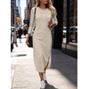 image:imageANRABESS Womens Long Sleeve Maxi Fall Knit Sweater DressBeige