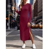image:imageANRABESS Womens Long Sleeve Maxi Fall Knit Sweater DressBurgundy