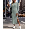 image:imageANRABESS Womens Long Sleeve Maxi Fall Knit Sweater DressLight Green