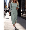image:imageANRABESS Womens Long Sleeve Maxi Fall Knit Sweater DressLight Green