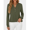 image:imageANRABESS Womens Long Sleeve Shirts Air Layer Henley V Neck TopsArmy Green