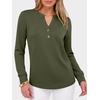 image:imageANRABESS Womens Long Sleeve Shirts Air Layer Henley V Neck TopsArmy Green