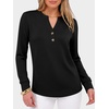 image:imageANRABESS Womens Long Sleeve Shirts Air Layer Henley V Neck TopsBlack