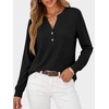 image:imageANRABESS Womens Long Sleeve Shirts Air Layer Henley V Neck TopsBlack