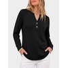image:imageANRABESS Womens Long Sleeve Shirts Air Layer Henley V Neck TopsBlack