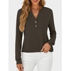 image:imageANRABESS Womens Long Sleeve Shirts Air Layer Henley V Neck TopsDark Brown