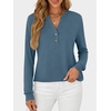 image:imageANRABESS Womens Long Sleeve Shirts Air Layer Henley V Neck TopsGrey Blue