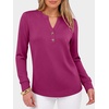 image:imageANRABESS Womens Long Sleeve Shirts Air Layer Henley V Neck TopsHot Pink