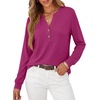 image:imageANRABESS Womens Long Sleeve Shirts Air Layer Henley V Neck TopsHot Pink