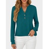 image:imageANRABESS Womens Long Sleeve Shirts Air Layer Henley V Neck TopsLake Blue