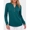 image:imageANRABESS Womens Long Sleeve Shirts Air Layer Henley V Neck TopsLake Blue