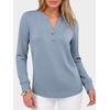 image:imageANRABESS Womens Long Sleeve Shirts Air Layer Henley V Neck TopsLight Blue