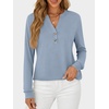 image:imageANRABESS Womens Long Sleeve Shirts Air Layer Henley V Neck TopsLight Blue