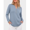 image:imageANRABESS Womens Long Sleeve Shirts Air Layer Henley V Neck TopsLight Blue
