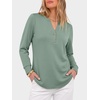 image:imageANRABESS Womens Long Sleeve Shirts Air Layer Henley V Neck TopsLight Green