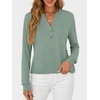image:imageANRABESS Womens Long Sleeve Shirts Air Layer Henley V Neck TopsLight Green