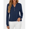 image:imageANRABESS Womens Long Sleeve Shirts Air Layer Henley V Neck TopsNavy Blue