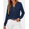image:imageANRABESS Womens Long Sleeve Shirts Air Layer Henley V Neck TopsNavy Blue