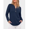 image:imageANRABESS Womens Long Sleeve Shirts Air Layer Henley V Neck TopsNavy Blue