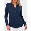 image:imageANRABESS Womens Long Sleeve Shirts Air Layer Henley V Neck TopsNavy Blue