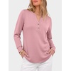 image:imageANRABESS Womens Long Sleeve Shirts Air Layer Henley V Neck TopsPink