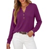 image:imageANRABESS Womens Long Sleeve Shirts Air Layer Henley V Neck TopsPurple Red