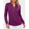 image:imageANRABESS Womens Long Sleeve Shirts Air Layer Henley V Neck TopsPurple Red