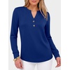 image:imageANRABESS Womens Long Sleeve Shirts Air Layer Henley V Neck TopsRoyal Blue