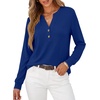 image:imageANRABESS Womens Long Sleeve Shirts Air Layer Henley V Neck TopsRoyal Blue