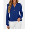 image:imageANRABESS Womens Long Sleeve Shirts Air Layer Henley V Neck TopsRoyal Blue
