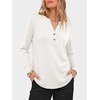image:imageANRABESS Womens Long Sleeve Shirts Air Layer Henley V Neck TopsWhite