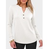 image:imageANRABESS Womens Long Sleeve Shirts Air Layer Henley V Neck TopsWhite